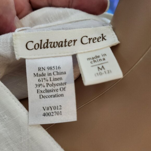 Coldwater Creek Linen Tunic Size M White Lace and Pattern - Picture 16 of 16